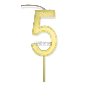 Vela Numero 5 Color Amarillo Pastel 11cm
