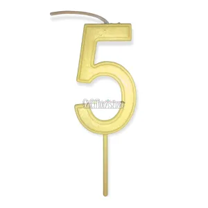 Vela Numero 5 Color Amarillo Pastel 11cm