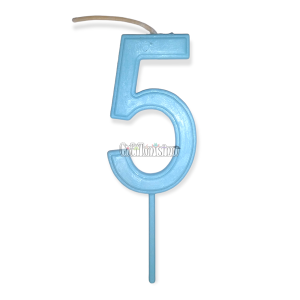 Vela Numero 5 Color Celeste Pastel 11cm