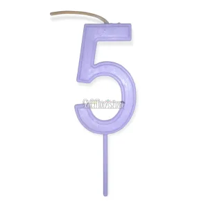Vela Numero 5 Color Lila Pastel 11cm