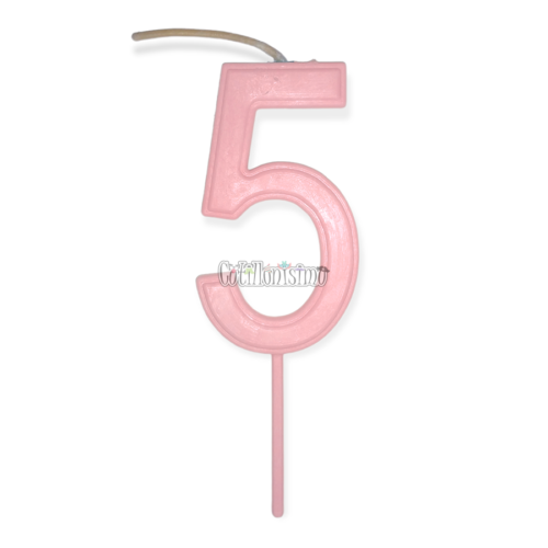 Vela Numero 5 Color Rosa Pastel 11cm