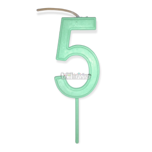 Vela Numero 5 Color Verde Pastel 11cm