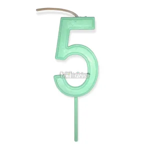 Vela Numero 5 Color Verde Pastel 11cm