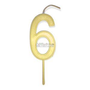 Vela Numero 6 Color Amarillo Pastel 11cm