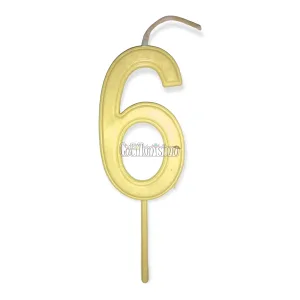 Vela Numero 6 Color Amarillo Pastel 11cm