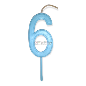 Vela Numero 6 Color Celeste Pastel 11cm