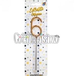 Vela CHISPITA Numero 6 Color Dorado Sparkles