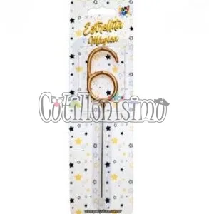 Vela CHISPITA Numero 6 Color Dorado Sparkles