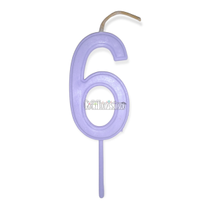 Vela Numero 6 Color Lila Pastel 11cm