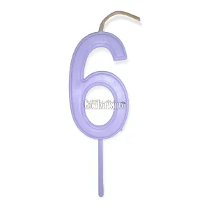 Vela Numero 6 Color Lila Pastel 11cm