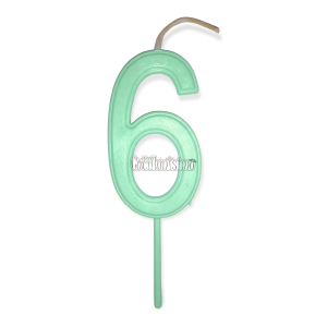 Vela Numero 6 Color Verde Pastel 11cm