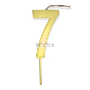 Vela Numero 7 Color Amarillo Pastel 11cm