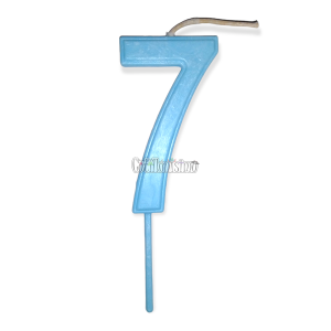 Vela Numero 7 Color Celeste Pastel 11cm