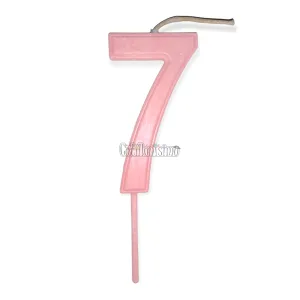 Vela Numero 7 Color Rosa Pastel 11cm