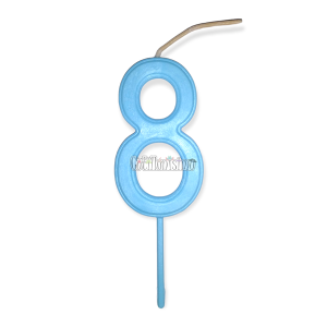 Vela Numero 8 Color Celeste Pastel 11cm