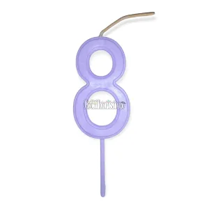 Vela Numero 8 Color Lila Pastel 11cm