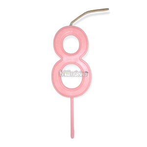 Vela Numero 8 Color Rosa Pastel 11cm