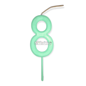 Vela Numero 8 Color Verde Pastel 11cm