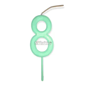 Vela Numero 8 Color Verde Pastel 11cm
