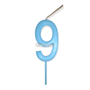Vela Numero 9 Color Celeste Pastel 11cm
