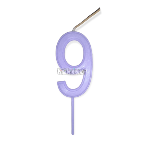 Vela Numero 9 Color Lila Pastel 11cm