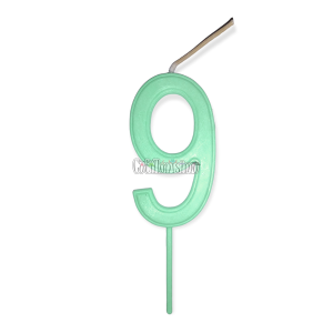 Vela Numero 9 Color Verde Pastel 11cm