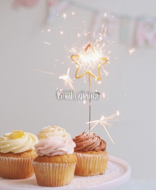 Vela CHISPITAS ESTRELLA Sparkles Color DORADO - Imagen 2