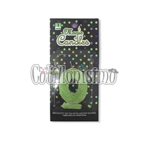 Vela Gibreada Numero 0 Color Verde Claro Magic Candles