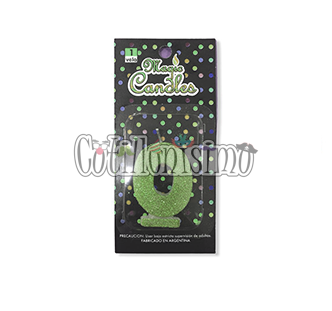 Vela Gibreada Numero 0 Color Verde Claro Magic Candles