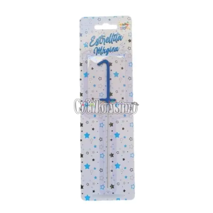Vela CHISPITA Numero 1 Color Azul Sparkles