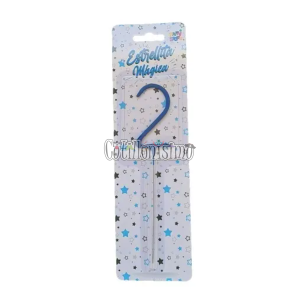 Vela CHISPITA Numero 2 Color Azul Sparkles