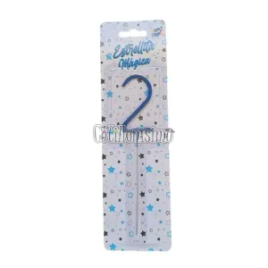 Vela CHISPITA Numero 2 Color Azul Sparkles