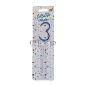 Vela CHISPITA Numero 3 Color Azul Sparkles