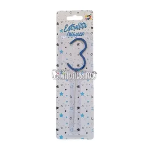 Vela CHISPITA Numero 3 Color Azul Sparkles