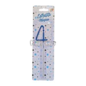 Vela CHISPITA Numero 4 Color Azul Sparkles