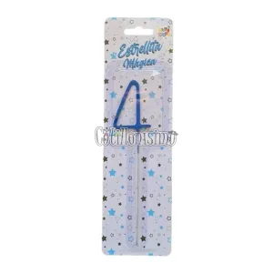 Vela CHISPITA Numero 4 Color Azul Sparkles