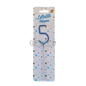 Vela CHISPITA Numero 5 Color Azul Sparkles