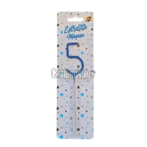 Vela CHISPITA Numero 5 Color Azul Sparkles