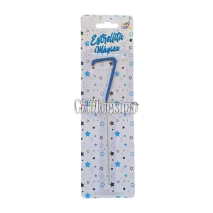 Vela CHISPITA Numero 7 Color Azul Sparkles