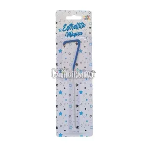 Vela CHISPITA Numero 7 Color Azul Sparkles