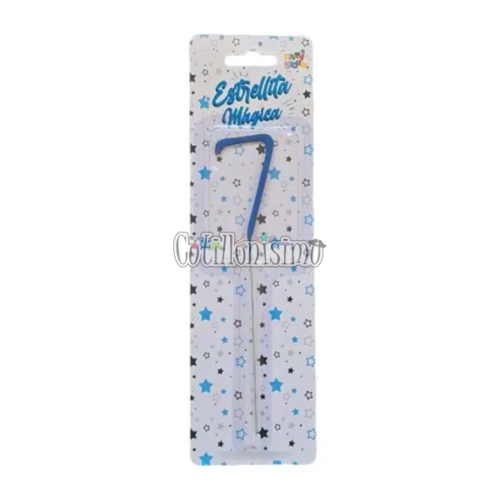 Vela CHISPITA Numero 7 Color Azul Sparkles
