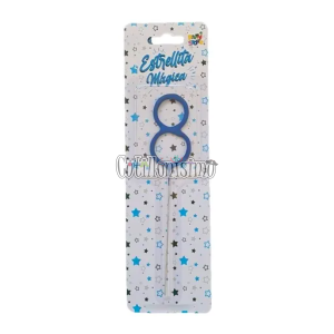 Vela CHISPITA Numero 8 Color Azul Sparkles