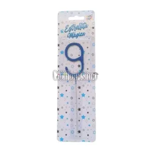 Vela CHISPITA Numero 9 Color Azul Sparkles