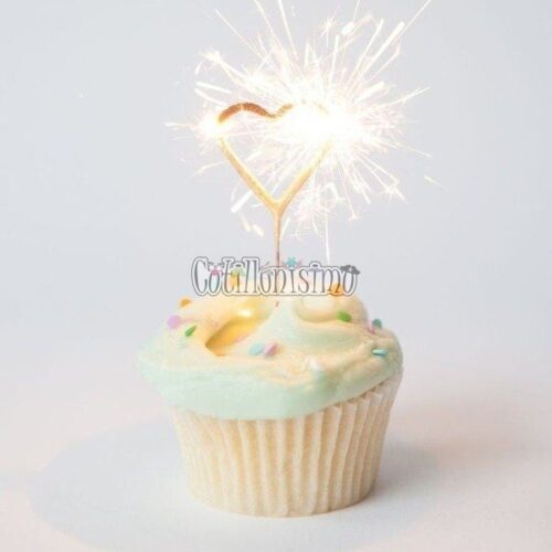 Vela CHISPITAS CORAZON Sparkles Color DORADO
