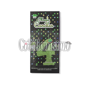 Vela Gibreada Numero 4 Color Verde Claro Magic Candles