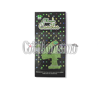Vela Gibreada Numero 4 Color Verde Claro Magic Candles