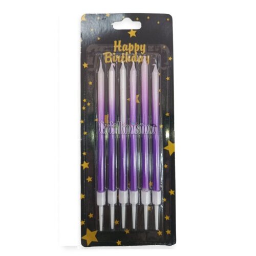 Vela Degrade Violeta con Portavelas x6 Unidades