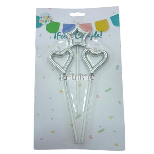 Vela Metalizada Estrella Corazon x3u Color Plateado