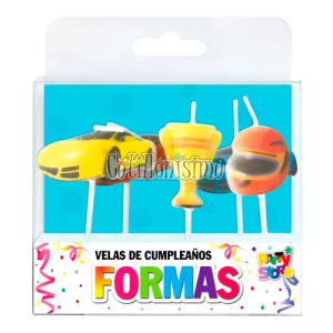 Velas Formas Set Carreras de Autos x5 Unidades