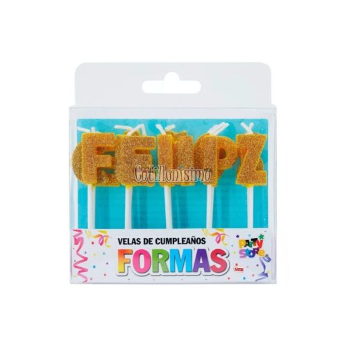 Vela Frase FELIZ CUMPLEAÑOS Dorado